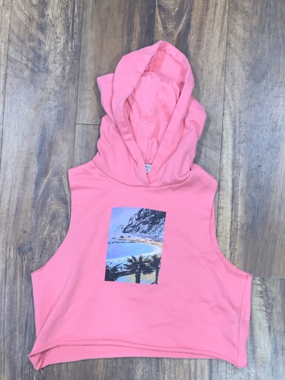 Forever 21 Pink Sleeveless Pullover Hoodie Junior M Outdoor Graphic SKU 021